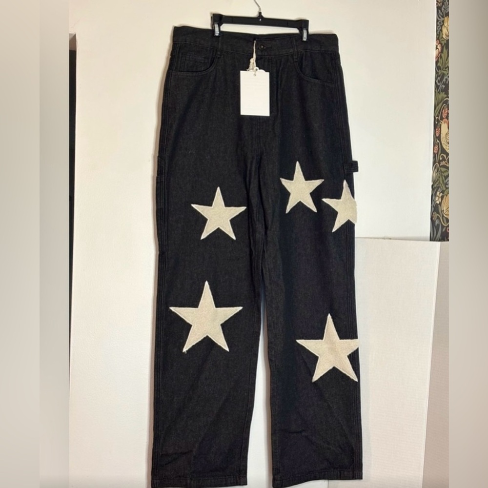 Aelfric Eden Black Jeans with White Star Accents